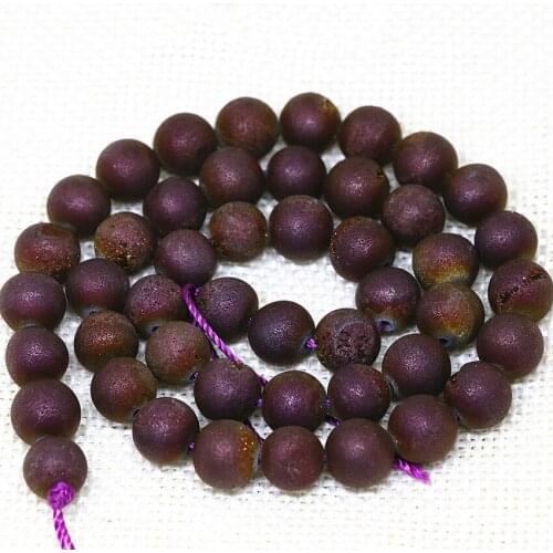 High quality natural red electroplate drusy smile crystal agat onyx round beads elegant jewelry pick size 6-14mm 15inch B1636