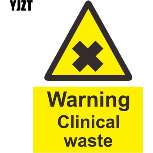 YJZT 12.7CM*17.5CM Funny Warning Clinical Waste Car Sticker Decal PVC 12-0747