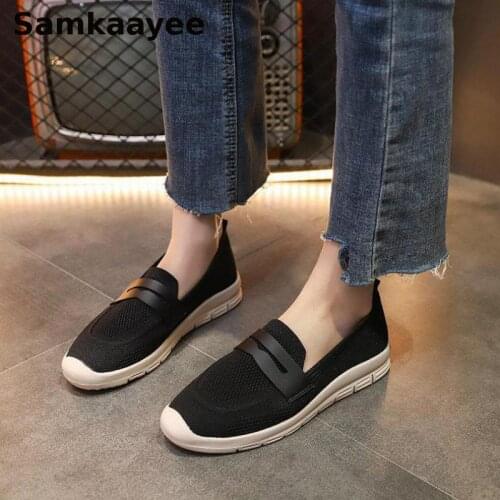 Size 36-40 Women Flats Shoes Sneakers Spring Autumn Female Mesh Shoes Mujer Slip-On Footwear Casual Thick Bottom Solid Zapatos 4