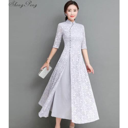 2018 summer women elegant retro chinese traditional dress silk cotton cheongsam female lady wedding casual design qipao Q201
