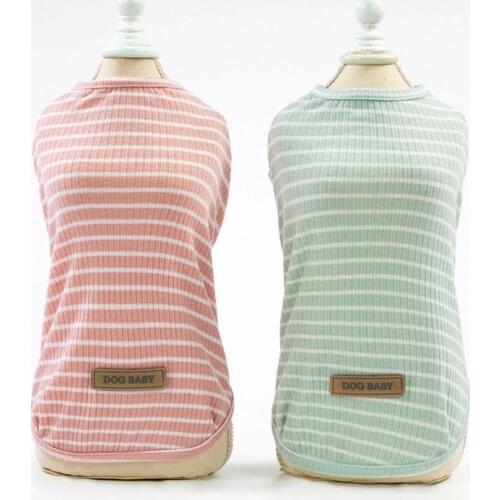 Pet Cat Dog Air Conditioning Vest Soft Cotton T Shirt Cute Striped Puppy Shirt Breathable Pets Clothing