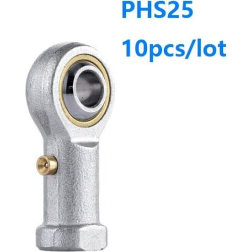 10pcs/lot PHS25 Fish Eye Rod End Joint Bearing Rod Ends Bearings hole 25mm female thread ball joint bearing right/left hand