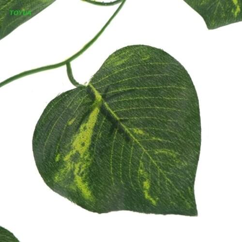 1XCC Artificial Vine Reptile Box Case Decoration Lizard Green Leaves 2.4m Fake Plants