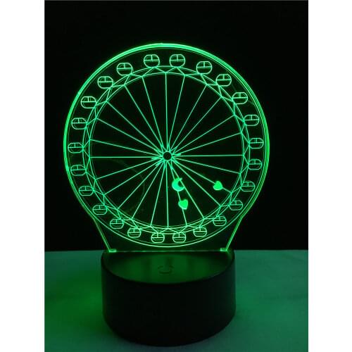 3D Novelty Light The Ferris 3D Illusion LED Table Lamp Night Light colorful LED visual atmosphere deco lamp touch switch light