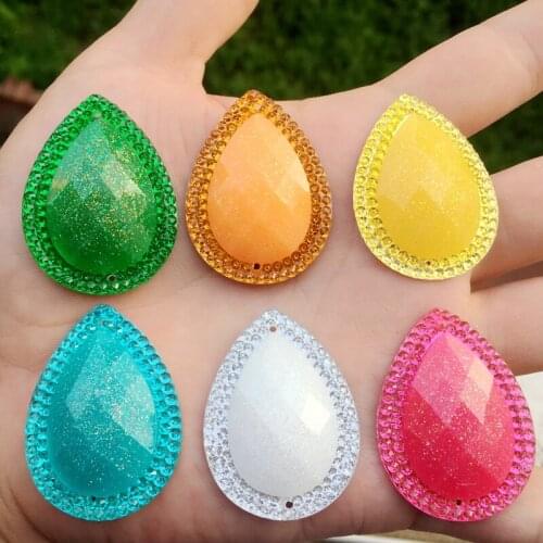 4pcs 30*40mm Water Drop Fancy Shaped Diamond Crystal Flat Back Rhinestones Decoration Glitter jewelry Accessoires -E78A