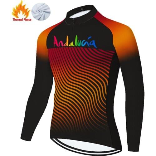 Andalucia Winter Thermal Fleece Retro Ropa Tenue Cyclisme Jerseys Mallots Hombre Equipamento De Ciclismo Maillot Velo Homme