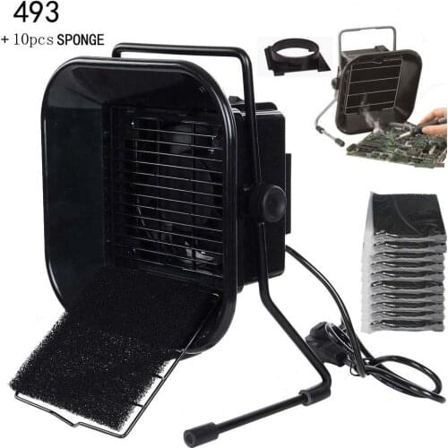 Free shipping 220V/110V EU/US Plug 30W 493 Solder Smoke Absorber ESD Fume Extractor with 10 free Activated Carbon Filter Sponge