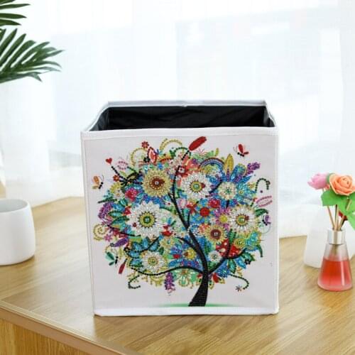 Free Shipping 5D DIY Diamond Painting Storage Box Doll Organizer Partial Drill Special-Shaped Cuboid 1PC Pastoral Scenic Plants