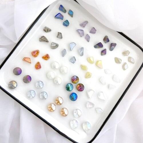 Beaded AB Color Symphony Straight Hole Disc Shaped Stone DIY Earrings Hairpin Bracelet Pendant Material