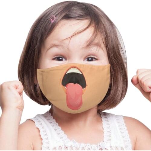Funny Girls Mouth Mask Children Printing Dustproof Fabric Mask Breathable Washable Fasemask Face Cover Dustproof Adjust Bandage