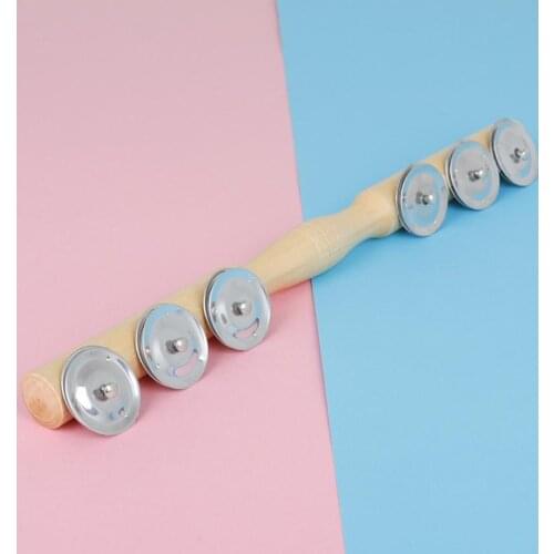 Children Musical Toy Hand Bell Rattle Shaker Percussion Instruments Single Row Wooden