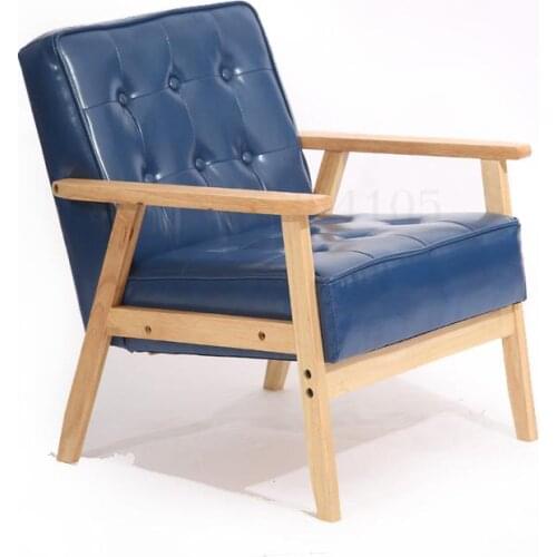 Japanese style solid wood armchair fabric single sofa chair coffee lounge chair double bedroom small sofa