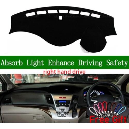 For Honda odyssey 2009 2010-2014 Right Hand Drive Dashboard Cover Car Stickers Sun Shade Dash Mat Carpet Interior Accessories