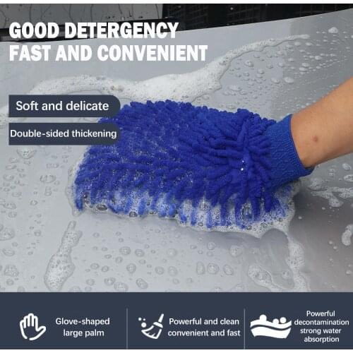 Microfiber Double Sided Car Washing Gloves Towel Detailing Multi Car Wash Cleaning Brush Towel Home Kitchen Glove Accessories