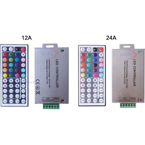 DC12V-24V 12A 24A LED Controller 44key IR wireles Remote Controller IR Dimmer for 3528 5050 RGB led strip lights