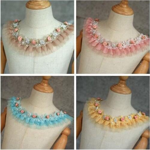 50cm 5.5cm width Pearl Beaded floral Lace Trim Ribbon Sew On Wrap Dress costume Trim Clothes Sewing Accessories curtains DIY