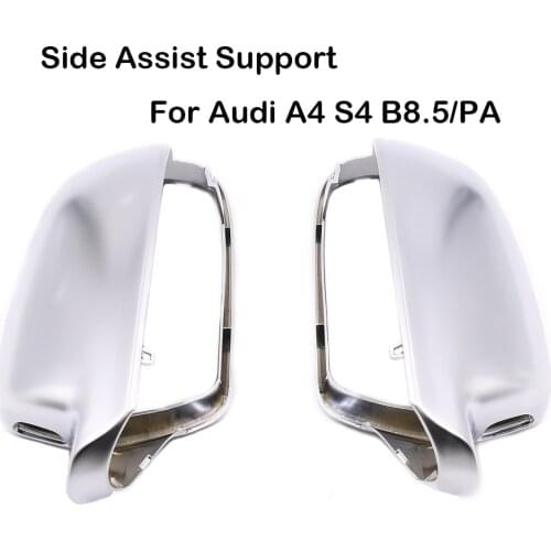 1 pair For Audi A4 S4 A5 S5 B8 Side Assist Support matt chrome Silver mirror case rearview mirror cover shell