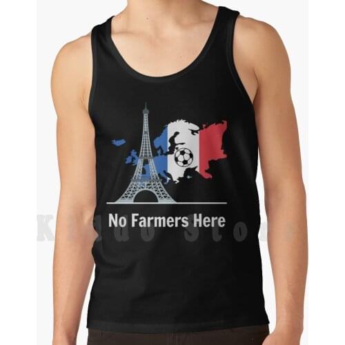 No Farmers Here Soccer Design Tank Tops Vest 100% Cotton Soccer Football Futbol Funny Farmers League French League Lyon