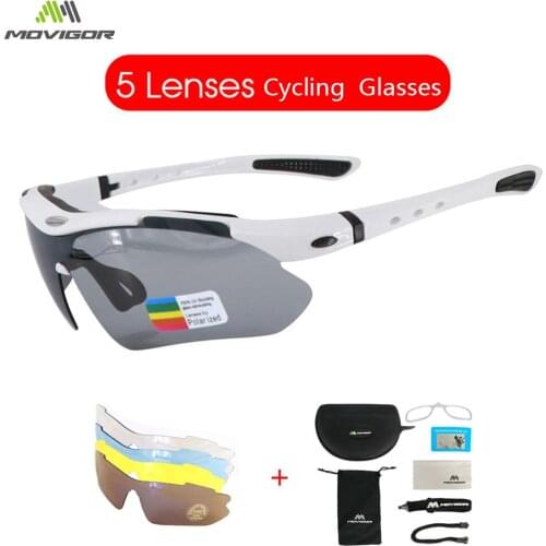 MOVIGOR 5 Lenses Polarized Cycling Glasses With Myopia Frame Men Sunglasses MTB Road Bike Goggles Mountain Bicycle Eyewear Women
