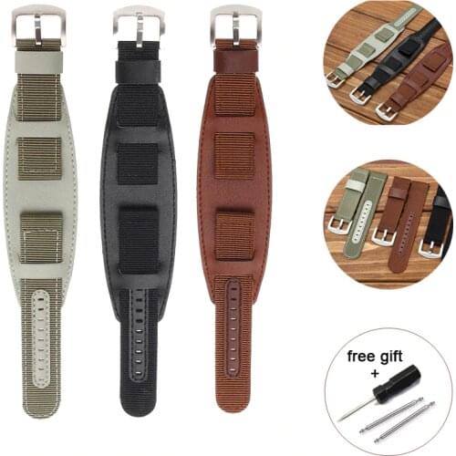 Nylon Watch Band Watchband Leather Strap 18mm 20mm 22mm 24mm Watch Straps Stainless Steel Buckle pulseira relogio correa reloj