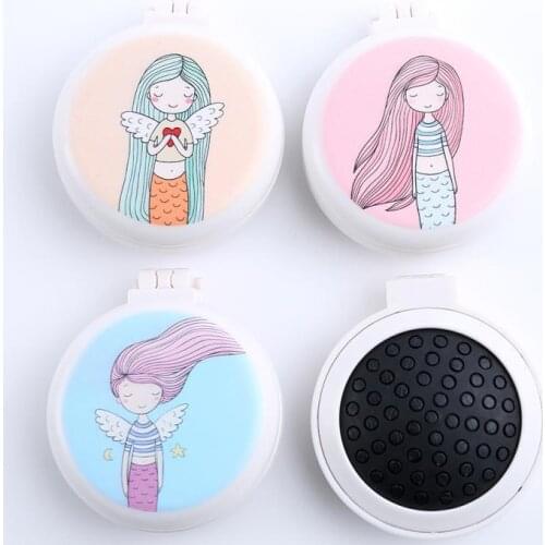 New Travel Folding Comb Mirror Hair Brushes Airbag Massage Foldable Pocket Girl Mermaid Mini Round Easy-take Comb Hair Brush