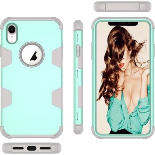 New 3-in-1 Dual Layer PC+Silicon Shock Resistant Phone Cases for iPhone XR 6.1" Contrast color & Lifted Bezel Design Phone Cases