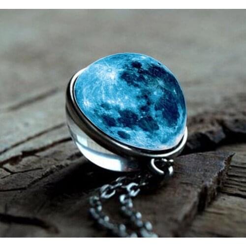 New Glowing Glass Pendants Universe Necklace For Women Men Luminous In Dark Fashion Galaxy Moon Necklaces & Pendants Jewelry