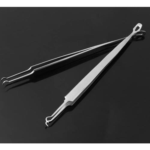 Stainless Steel Double-End Curved Blackhead Remover Tweezers Acne Extractor Clip