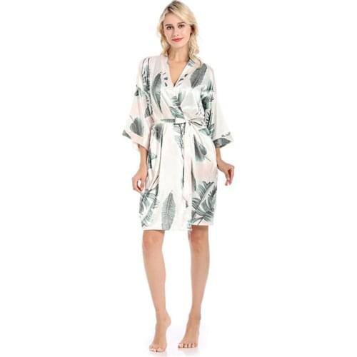 Print Dress Rayon Robe Womens Pajamas Sexy Bathrobe Dressing Gowns For Women Bride Bridesmaid Wedding Robes Sexy Sleepwear