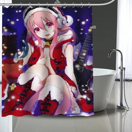Custom anime christmas Shower Curtain With Plastic Hooks Modern Fabric Bath Curtains Home Decor Curtains Custom Your image