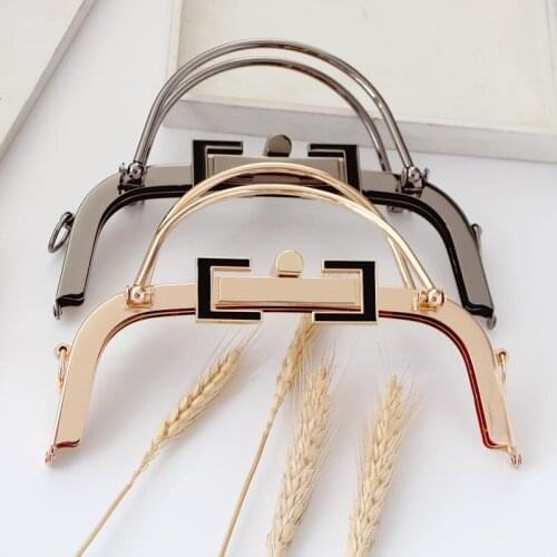 Arch 20.5cm Handle Square Buckle Black Hardware Bags Parts Gold Metal Purse Frame Arc Coin Purse Retro Purse Frame Key