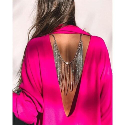 Rhinestone Backdrop Necklaces Back Chain Jewelry For Women Party Wedding Backless Dress Accessorie Retainers & Hide-it Jewelry