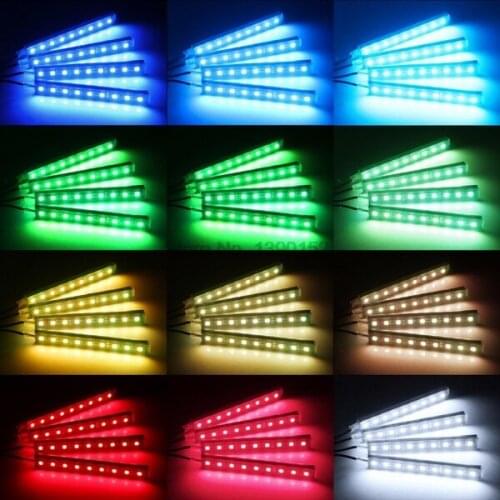 DHL 50set practical 4pcs/set RGB LED Strip Light LED Strip Lights Colors Styling Decorative Atmosphere Lamps Light With Remote