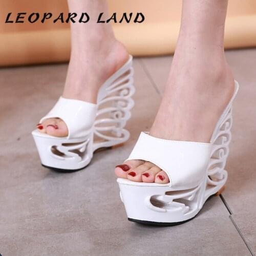 LEOPARD LAND New 2019 Summer Sandals Wristband Metal Waterproof Platform Special-shaped Heel Super High Heel LFD-1076-11