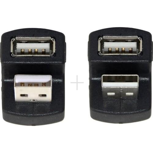 Black 180 Degree Up & Down Angled Male to Female Extension USB 2.0 A adapter 1 Set