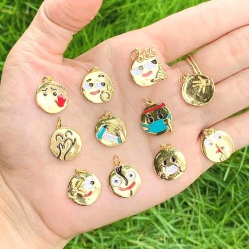 10Pcs Hot Fashion Interesting face pendant emotion charm pendant for necklace making,fashion gold charm pendant
