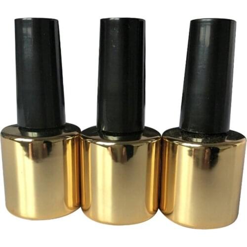 10pcs/lot 10ml Gold Empty Nail Polish Glass Bottle 1/2oz Nail Enamel Containers UV Gel Glass Bottle with Brush