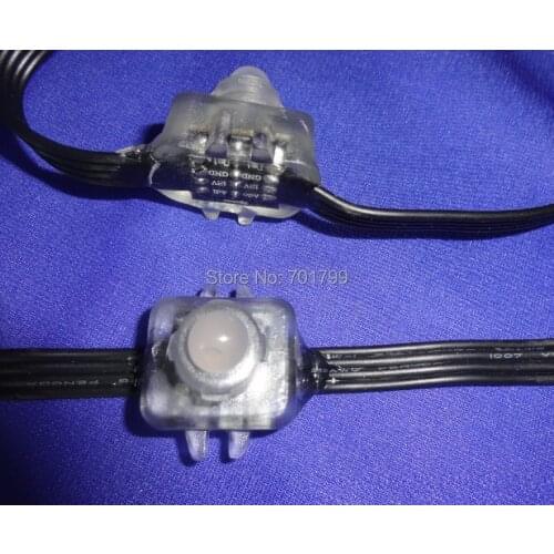 100pcs DC12V 12mm WS2821A DMX512 LED pixel node;IP68 rated;epoxy resin filled;all black wire