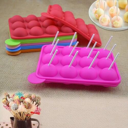 1PC Lollipop Mould 12 Holes Silicone Pop Mold DIY lollipop Chocolate Cookie Candy Maker Tray for Party for Children