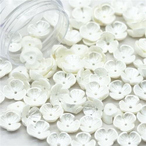 50PCS 10mm Pure White Pearl Flower Cabochons|Resin Flatback Scrapbooking Flower Miniatures|Fake Flower Miniatures