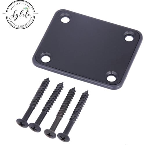 64x51mm Black Zinc Alloy 5 Hole Guitar Neck Plate Square with Screws for Guitar Parts Accessory