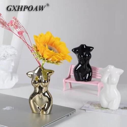 Body Art Design Flower Vase Nude Female Sculpture Flower Vase Creative Hobby Vase Planting Machine Home Accessories Ornamental
