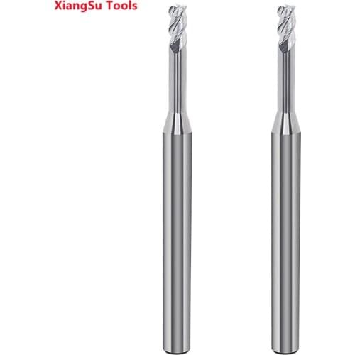 D0.3-D0.4-D0.5-D0.6mm Deep Neck Flat End Mill HRC55 Grade Cutter Alloy Tungsten Carbide CNC Machine Tools For Aluminum Use