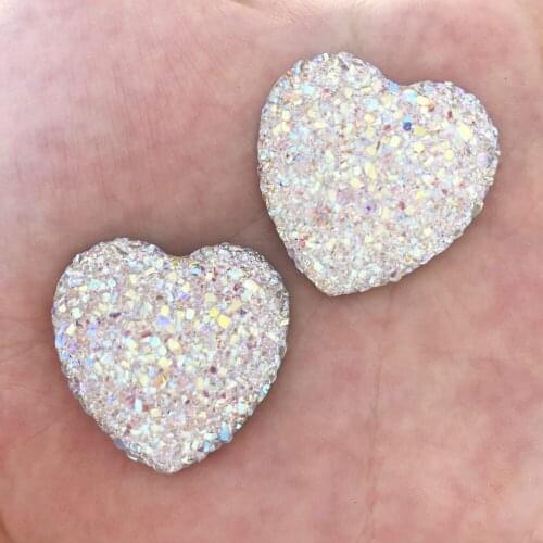 DIY 4pcs AB Resin 30mm Hlaf Ore Heart/FlatBack Rhinestone Wedding Buttons Crafts F283