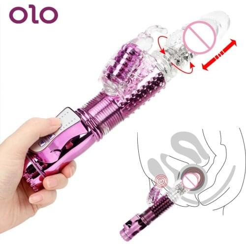 Dual Vibration Wand Butterfly Vibrator Sex Toys Telescopic Rotating Bead Rods Dildo USB Rechargeable Vibrators for Women