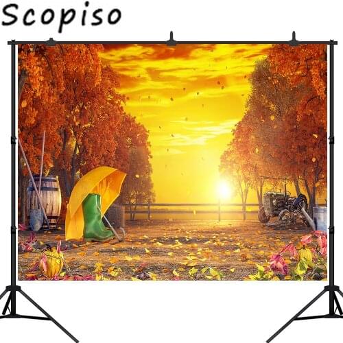 Scopiso Autumn Forest Photography Backdrop Thanksgiving Golden Fall Harvest Background Baby Kids Portrait Photo Studio Props