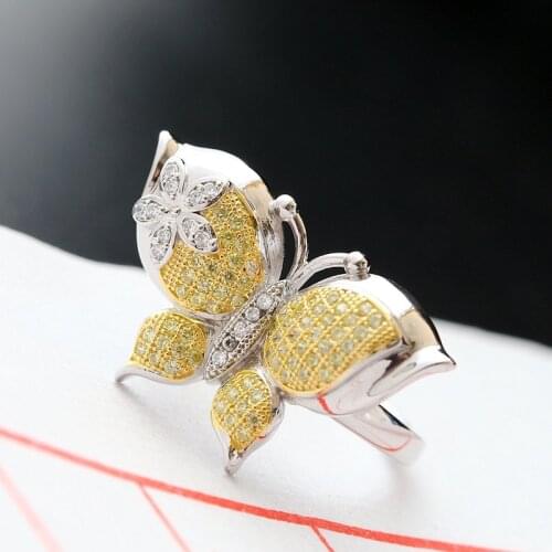 925 sterling silver ring Micro drill, Switzerland, the silver butterfly female detox rings