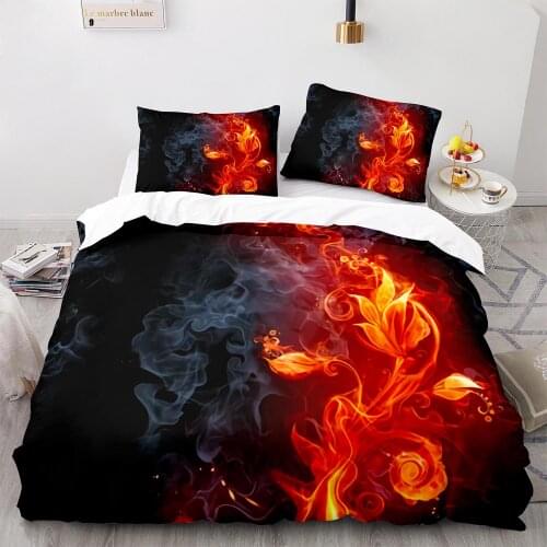Colorful Flame Bedding Set Single Twin Full Queen King Size Ice And Fire Blaze Bed Set Children Kid Bedroom Duvetcover Sets 011