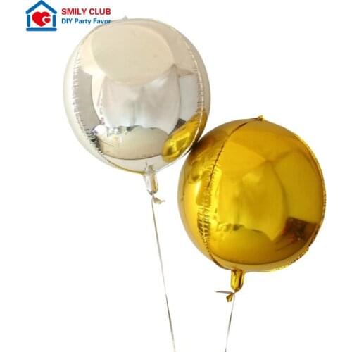 2PCS 18 Inch 4D Round Globe Shaped Helium Foil Balloon Gold/Silver/Rose Gold