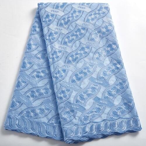 SJD LACE New Sky Blue African Lace Fabric 2021 Swiss Voile Lace Fabric Embroidery Nigeria Summer For Women Wedding DressingA2379